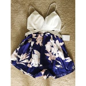 White and floral romper